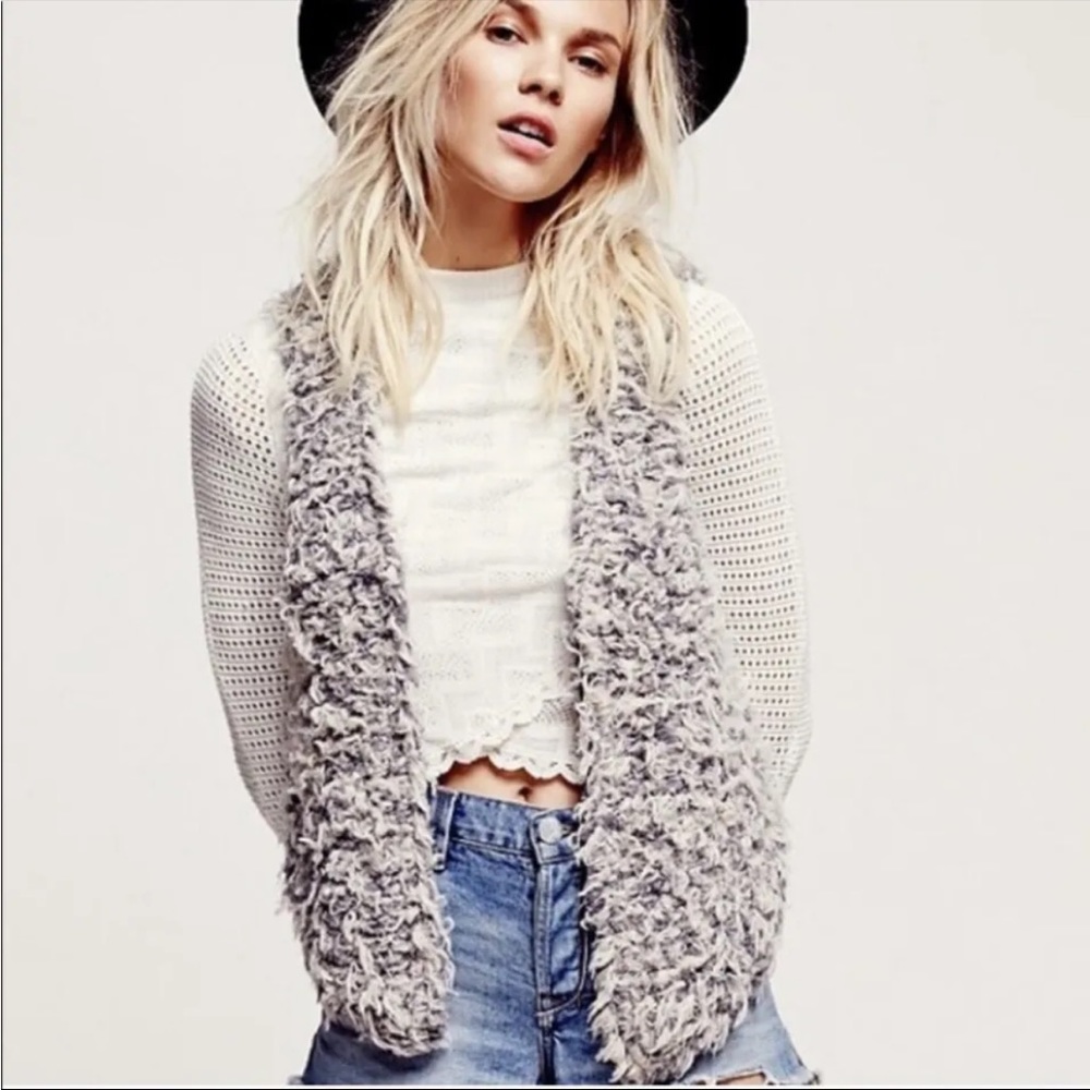 Free People Faux Fur Away Vest Shaggy